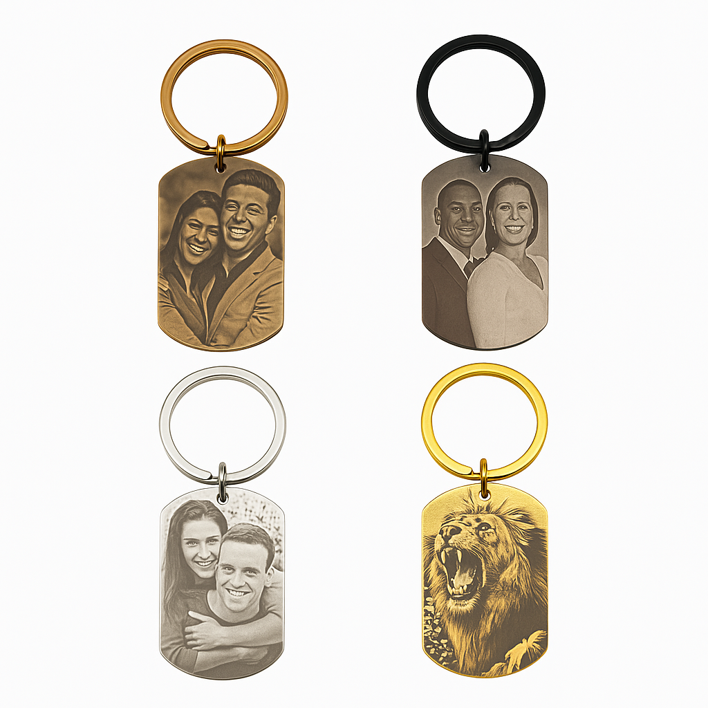 Personalised Photograph Keyring | Laser Engraved Photo Keyring | Couples Keyring Gift | Anniversary Gift | Personalized Keyring