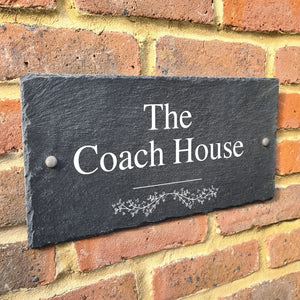 Rustic slate house sign farmhouse plaque door number 40 x 20cm