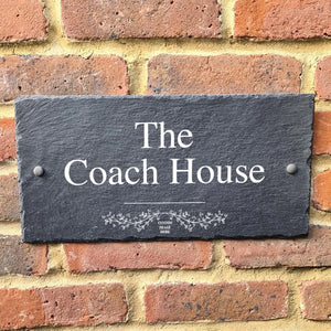Rustic slate house sign farmhouse plaque door number 40 x 20cm
